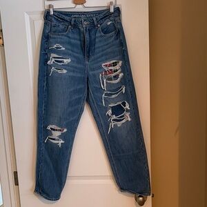American Eagle Outfitters Women's Ripped Blue Boyfriend Jeans